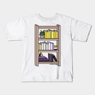 Nonbinary Pride Bookcase Kids T-Shirt